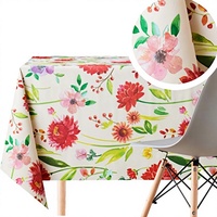 Nappe Rectangulaire en PVC Imperméable Haushead HOME 300x140cm, Motif Floral Pastel Imprimé, Style Champêtre, Facile à Nettoyer