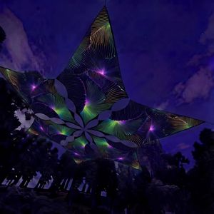 Voile d'ombrage triangulaire réactive aux UV pour fête psytrance en extérieur, en polyester, tapisserie UV, tente de fête <span class=keywords><strong>RAVE</strong></span> - Product Image 1