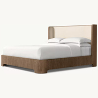 Lit en bois massif de style américain moderne Rhoohill, personnalisable, en olivier recyclé, de haute qualité, taille Queen, lit King