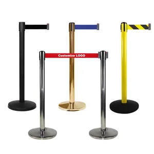 Manufactorying airport use queue control barriers crowd control stanchion post with retractable belt