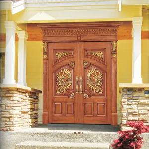 Puerta impermeable tallada abierta <span class=keywords><strong>doble</strong></span> de lujo de madera maciza moderna de alta calidad - Product Image 1