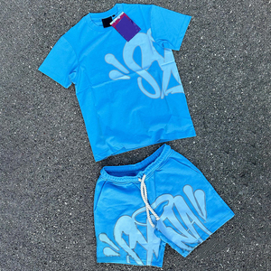 YYSY <strong>Custom</strong> Print Sweat <strong>Suits</strong> Oversized Cotton Jogger Tracksuits Two Piece Summer Crew Neck Tshirts and Shorts Sets for Men - Product Image 5