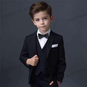 <span class=keywords><strong>Costume</strong></span> pour enfants sur mesure, smoking à revers châle, <span class=keywords><strong>costume</strong></span> pour garçon noir/<span class=keywords><strong>blanc</strong></span>, costumes de mariage et de bal pour enfants (veste + gilet + pantalon + cravate) - Product Image 6