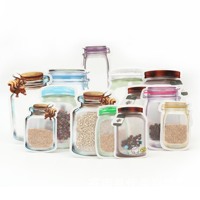 Offre Spéciale Logo imprimé personnalisé debout pochette alimentaire Ziplock Pot de maçon en forme de bouteille fermeture éclair Doypack bonbons biscuits sacs d'emballage