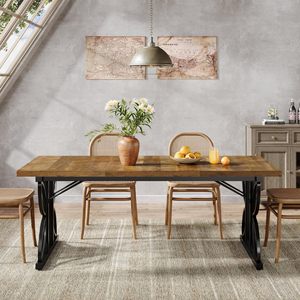 Mesa de Comedor SENYU de 71 Pulgadas para 6 Personas, Mesa de Cocina Estilo Rústico con Estructura Metálica, Mesa Rectangular para Comer, Muebles de Comedor - Product Image 5