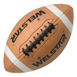 Kunden spezifische braune Farbe Offizielle Größe 9 Maschine genäht PVC American Football Ball