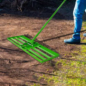 JH-Mech Rake Lawn Leveler 32*10 Inch Soft Rubber Grip Powder Coated Foldable Carbon Steel Lawn Leveling Rake <strong>for</strong> Backyard - Product Image 3