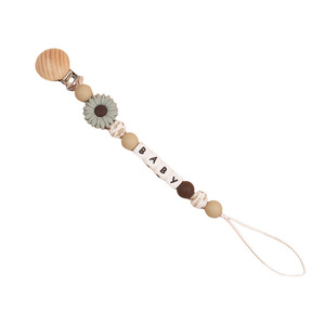 Clip para <span class=keywords><strong>chupete</strong></span> de flor margarita para comercio exterior, <span class=keywords><strong>cadena</strong></span> creativa DIY para bebé, <span class=keywords><strong>mordedor</strong></span> de silicona con diseño de animal de dibujos animados, 0-24 meses, nuevo - Product Image 5