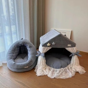 Cama para Gatos y <span class=keywords><strong>Perros</strong></span> OEM y ODM, Diseño Jacquard a Cuadros, Semicerrada, Suave y Cálida, Agradable al Tacto - Product Image 1