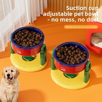 Gamelle de protection pour animaux à hauteur réglable avec ventouses obliques, gamelles pour chien à fixer au sol, anti-chute, facile à soulever pour chat