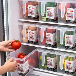 Nuova scatola di immagazzinaggio del cassetto del frigorifero impilabile contenitore di plastica portatile trasparente dell'organizzatore del frigorifero della cucina con il coperchio