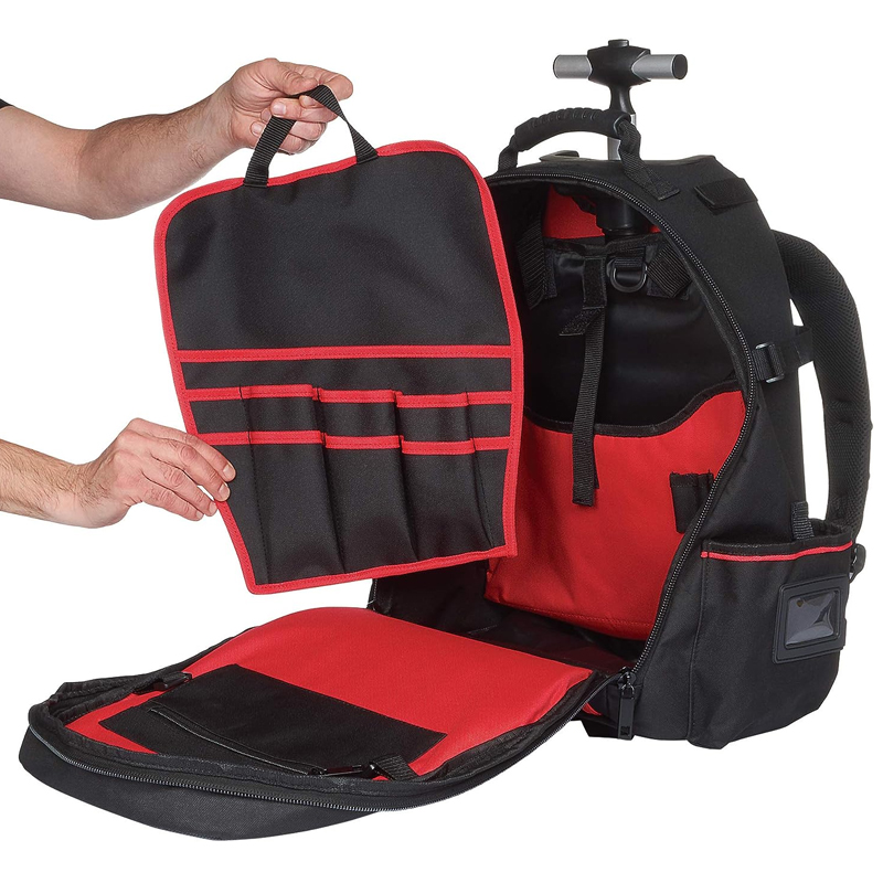 Zaino per attrezzi con ruote borsa da lavoro 600D oxford borsa trolley per attrezzi resistente impermeabile