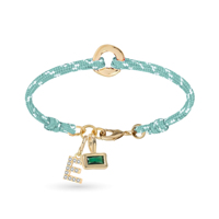 Collection Printemps – Bracelet en Corde Tressé Vert Personnalisé avec Breloques Lettres Capitales en Strass – Accessoires de Mode en Gros