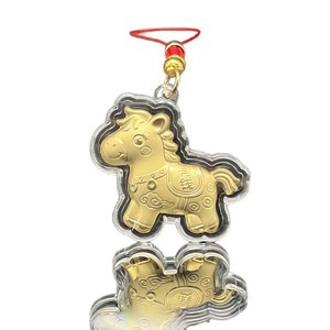 Porte-clés pendentif cheval doré en métal, breloque zodiacale de dessin animé pour décoration de téléphone portable, cadeau - Product Image 5