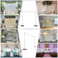 Arche de toile de fond florale télescopique carrée en aluminium argenté réglable de 10 pieds, avec structure de 20 pieds pour cérémonie de mariage en extérieur