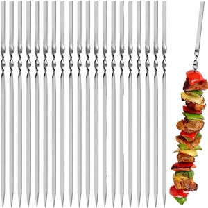 Ensemble de brochettes ZF (lot de 100) en acier inoxydable réutilisables, résistantes à la chaleur et antiadhésives, fond plat de 35,56 cm - Product Image 3