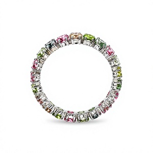 Bague multi-tourmalines serties en argent sterling 925 plaqué rhodium, bijoux de luxe - Product Image 4