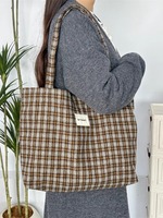 Nouveau Vintage laine Plaid mode unique épaule sac fourre-tout paresseux sac à main pour les femmes haut de gamme polyvalent sac de trajet