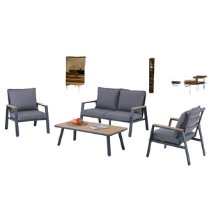 Silla de ratán para exteriores con cojín y mesa auxiliar, conjunto de muebles de jardín contemporáneos, resistente a la intemperie - Product Image 5