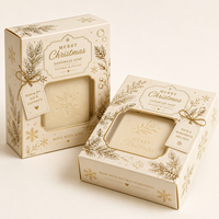 Boîte pliante personnalisée en carton blanc 350 g/m², couleur pleine, pour savon de Noël, emballage en carton blanc, approvisionnement en gros, directement de l'usine