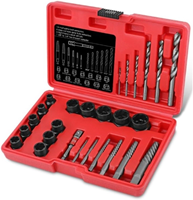 MEDSEN 26 pièces, jeu d'extracteurs universels pour vis et écrous endommagés, clés à douille, boîte de rangement, acier à haute teneur en carbone