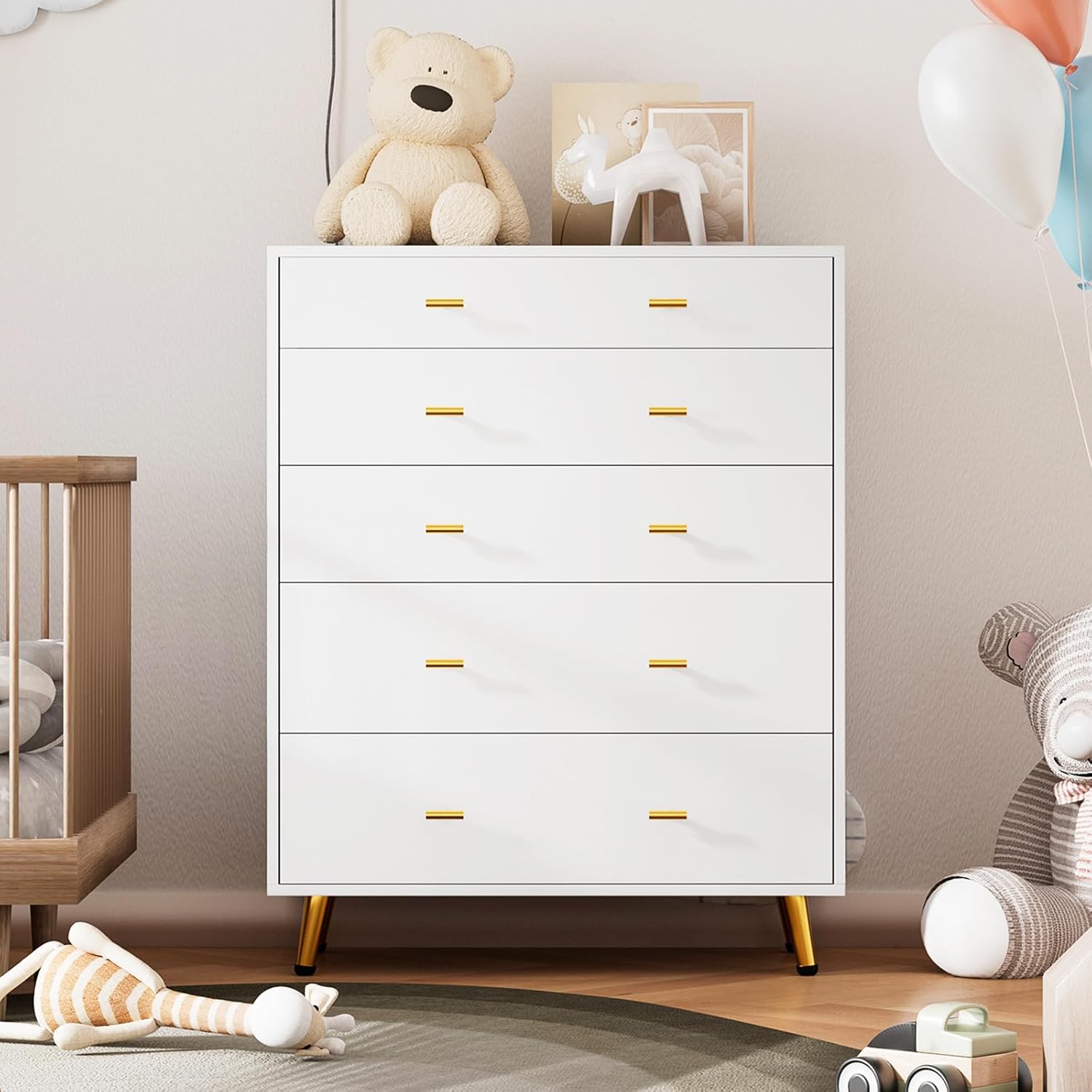 modern white tall dresser Noro Tall Dresser Chest, 4 Storage Drawers, Modern White, Black Metal - Bed Bath & Beyond
