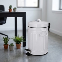 Poubelle à pédale ronde classique BX en métal, revêtement poudré, type à pression, avec capteur de déchets, seau de rangement