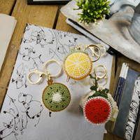 Hot Selling Handgemaakte Geweven Gehaakte Kiwi Oranje Sleutelhanger Creatieve Fruit Hanger Accessoires Voor Tas Decoratieve Mooie Plant
