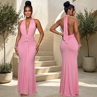Robe longue moulante froncée 2026, élégante et décontractée, avec décolleté romantique et sexy, couleur unie, style Y2K, pour femme, idéale pour l'été