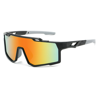 Lunettes de soleil de sport professionnelles pour l'extérieur, monture PC, cerclage intégral, verres miroir noirs/Noir, protection UV400, logo personnalisé KM KM006