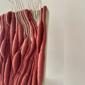 Sculpture murale en <span class=keywords><strong>fil</strong></span> de lin texturé 3D en terre cuite, art tissé de luxe moderne pour espaces résidentiels haut de gamme - Product Image 3