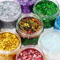 GP Private Logo Vegan Holographic Shimmer Chemical Eyeshadow Glitter Waterproof Highly Pigmented 9 Color Chunky Glitter Eye