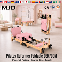 Machine de Pilates Reformer en Bois Pliable pour Gain de Place, Équipement de Fitness Professionnel pour Studio, Prix de Gros Usine OEM/ODM, Certifié CE/SGS