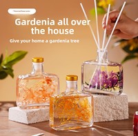Diffuseur de parfum en verre 100 ml avec fleurs séchées naturelles, artisanal, aux huiles essentielles, sans BPA, sans alcool, pour la maison