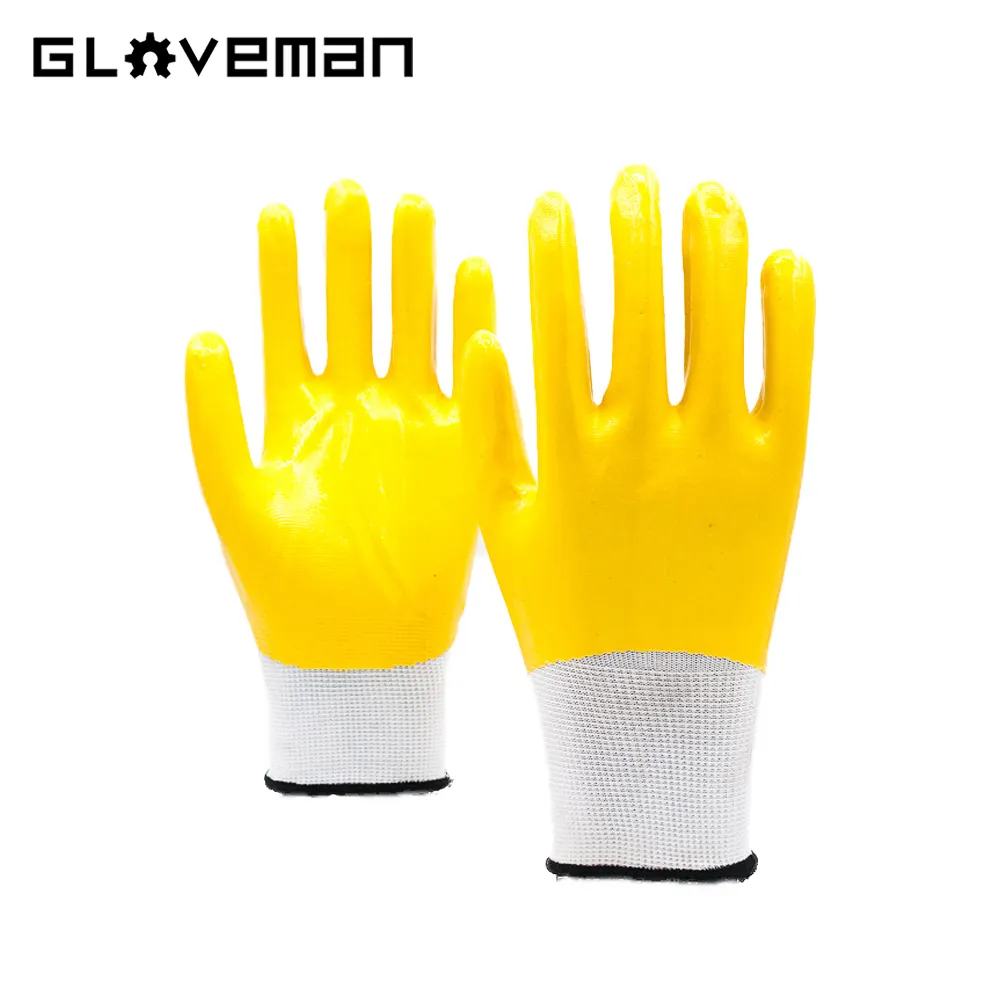 GLOVEMAN rigger Anti kayma su geçirmez petrol sahası endüstriyel inşaat bahçe güvenlik iş bahçe lateks nitril kaplamalı eldiven