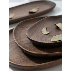 Solid Wood Irregular <b>Plates</b> <b>Black</b> Walnut Serving Trays Nordic Style Household Tableware - Product Image 3
