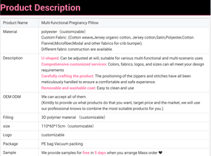 Almohada de Embarazo en Forma de U, Rellena de Poliéster, con Funda Exterior de Algodón Lavable, para Terapia de Masajes, 200 Hilos, Personalizable OEM - Product Image 6