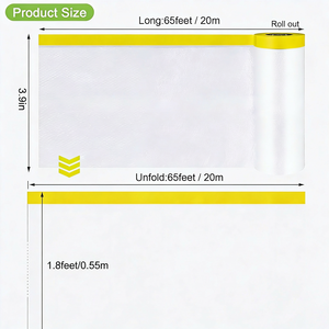 Pre-taped Masking Film for Automotive Painting Professional Non-Residual PE Protective <strong>Sheeting</strong> for Car Refinishing and Home DIY - Product Image 3