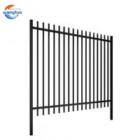 Panneau de clôture en acier thermolaqué noir avec 2/3 rails, design à pointe de lance/plate/courbée pour jardin extérieur