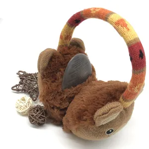 Animal Series Bequeme Kunst pelz-und Strick ohr wärmer Verstellbare süße Bären-Ohren schützer als Geschenk