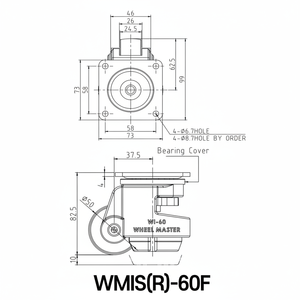 Wooil WMISR-60 Medium Duty Master Caster Wheels SUS Wheel 300kg Capacité 8pcs Set - Product Image 1