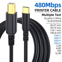 Cable USB C a B para Impresora, Cable USB B a C Trenzado de Nailon de Alta Velocidad, Compatible con Impresora/Escáner/Fax/Teclado MIDI