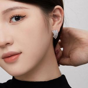 Dylam Stylish 925 Sterling <b>Silver</b> Rhodium 18K Gold Plating Multiple Layer Row 5A Cubic Zirconia <b>Stud</b> <b>Earrings</b> for Women Gifts - Product Image 4