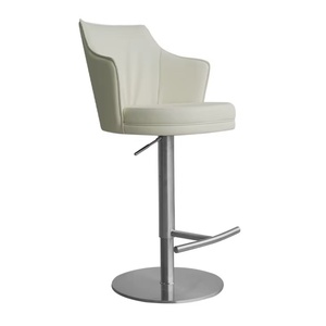 Chaise de bar pivotante ergonomique moderne à dossier haut, cuir de haute qualité pour hôtels, acier inoxydable et cuir - Product Image 1