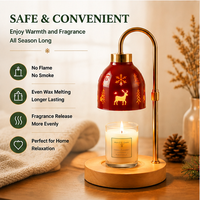 Lampe chauffe-bougie de Noël 2026 avec minuterie, hauteur réglable, base en bois électrique, pour cadeau de Noël et décoration intérieure