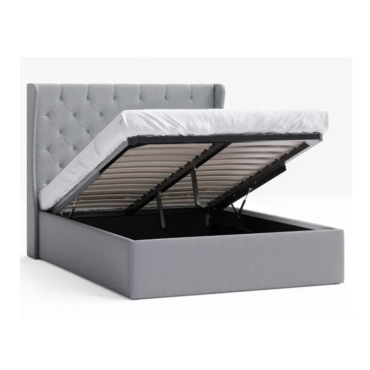 Fabriek Groothandel Oem Op Maat Goedkope Moderne Stijl Luxe Bed Dubbele Kingsize Stof Gestoffeerd Opbergbedframe