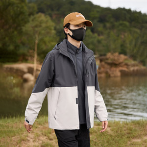 Chaqueta Cortavientos para Hombre con Forro Polar, Color Sólido en Contraste, Ropa de Trabajo de Invierno para Uso en Exteriores - Product Image 2