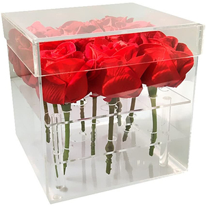 Vaso da fiori rosso da sposa di lusso visualizza supporto 9 fori organizzatore di fiori scatola di immagazzinaggio a 2 livelli <span class=keywords><strong>con</strong></span> <span class=keywords><strong>coperchio</strong></span> scatola regalo rosa - Product Image 5