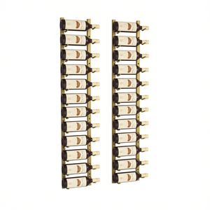 Estante de pared para 12 botellas de vino, juego de 2, acabado en hierro dorado, diseño moderno para almacenamiento de vino - Product Image 1