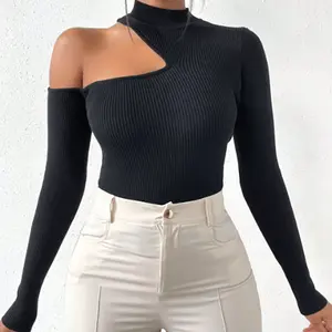 Hot Selling Trending Women'S Long Sleeve Half Turtleneck Off-The-Shoulder Camisole Blouse